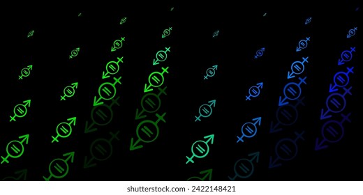 Dark Multicolor vector backdrop with woman's power symbols. Colorful feminism symbols with a gradient in modern style. Background for International Women’s Day.