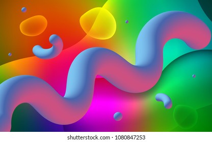 Dark Multicolor vector background with bent ribbons. A vague circumflex abstract illustration with gradient. A completely new memphis design for your business.