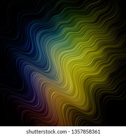 Dark Multicolor vector background with bent lines. Colorful illustration, which consists of curves. Pattern for busines booklets, leaflets