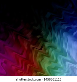Dark Multicolor vector background with bent lines. Colorful illustration with curved lines. Template for cellphones.