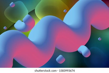 Dark Multicolor vector background with bent ribbons. Shining illustration, which consist of blurred lines, circles. Brand-new design for your ads, poster, banner.