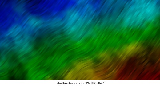 Dark Multicolor vector background with bent lines. Colorful abstract illustration with gradient curves. Template for your UI design.