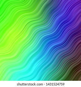Dark Multicolor vector background with bows. Bright sample with colorful bent lines, shapes. Best design for your ad, poster, banner.