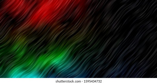 Dark Multicolor vector background with bows. Colorful geometric sample with gradient curves.  Best design for your posters, banners.