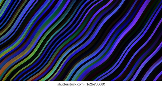 Dark Multicolor vector background with bows. Colorful abstract illustration with gradient curves. Pattern for commercials, ads.