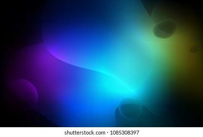 Dark Multicolor vector background with bubble shapes. Modern gradient abstract illustration with bandy lines. A completely new memphis design for your business.