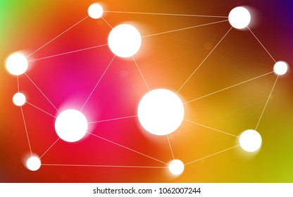 Dark Multicolor vector background with bubbles, lines. Abstract illustration with colorful discs and triangles. Pattern can be used for futuristic ad, booklets.