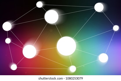 Dark Multicolor vector background with bubbles, lines. Illustration with set of colorful abstract circles and lines. Completely new template for your brand book.