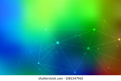 Dark Multicolor vector background with bubbles, lines. Abstract illustration with colorful discs and triangles. Pattern can be used as texture of wallpapers.