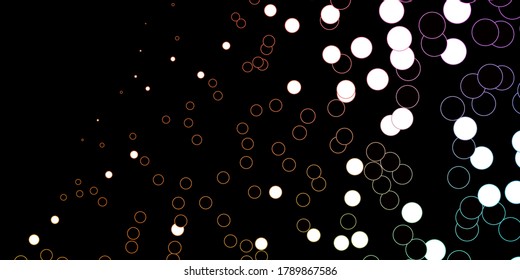 Dark Multicolor vector background with bubbles. Colorful illustration with gradient dots in nature style. Pattern for booklets, leaflets.