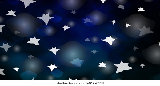 Dark Multicolor vector background with circles, stars. Glitter abstract illustration with colorful drops, stars. Design for wallpaper, fabric makers.