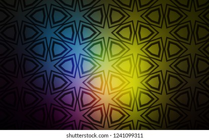 Dark Multicolor vector background with colored stars. Shining colored illustration with stars. Smart design for your business advert.