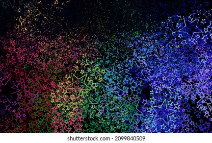 Dark Multicolor vector background with colored stars. Decorative shining illustration with stars on abstract template. Smart design for your business advert.