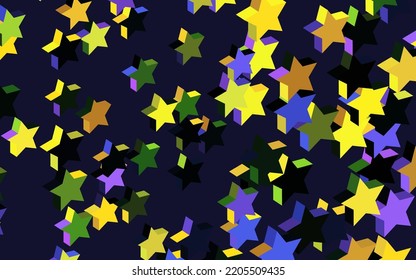 Dark Multicolor vector background with colored stars. Stars on blurred abstract background with gradient. Template for cosmic backgrounds.