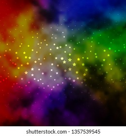 Dark Multicolor vector background with colorful stars. Blur decorative design in simple style with stars. Pattern for new year ad, booklets.