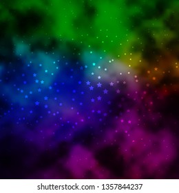 Dark Multicolor vector background with colorful stars. Shining colorful illustration with small and big stars. Design for your business promotion.