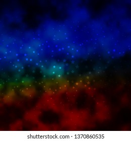 Dark Multicolor vector background with colorful stars. Decorative illustration with stars on abstract template. Pattern for wrapping gifts.