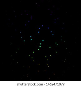 Dark Multicolor vector background with colorful stars. Shining colorful illustration with small and big stars. Theme for cell phones.