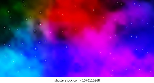 Dark Multicolor vector background with colorful stars. Colorful illustration in abstract style with gradient stars. Design for your business promotion.