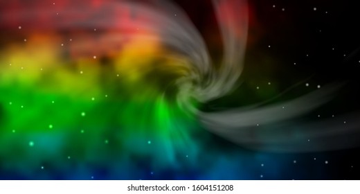 Dark Multicolor vector background with colorful stars. Colorful illustration in abstract style with gradient stars. Theme for cell phones.