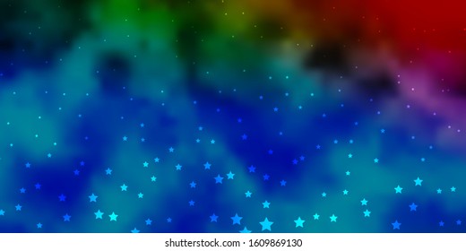 Dark Multicolor vector background with colorful stars. Shining colorful illustration with small and big stars. Pattern for wrapping gifts.