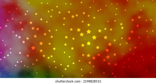 Dark Multicolor vector background with colorful stars. Shining colorful illustration with small and big stars. Pattern for websites, landing pages.