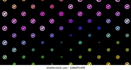 Dark Multicolor vector background with covid-19 symbols. Abstract illustration with biological gradient shapes. Simple design against epidemic information.