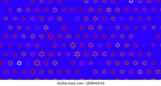 Dark multicolor vector background with covid-19 symbols. Colorful  gradient illness symbols in simple abstract style. Best design for quarantine events.