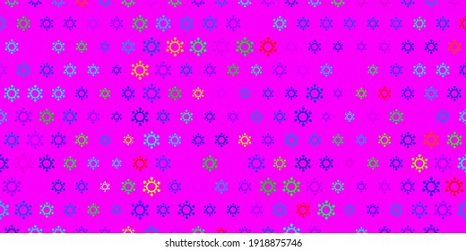 Dark multicolor vector background with covid-19 symbols. Simple design in abstract style with infection forms. Design for biohazard warning.