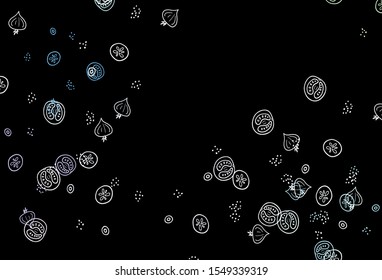 Dark Multicolor vector background with cuisine gourmet. Beautiful colorful illustration with food in doodle style. Pattern for menu of cafes, bars, restaurants.