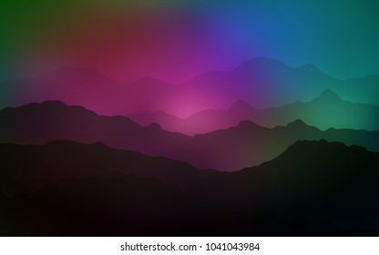 Dark Multicolor vector background with curved circles. Colorful illustration in abstract mountain style with gradient. Mountain style for your business design.