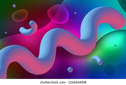 Dark Multicolor vector background with curved circles. Blurred geometric sample with gradient bubbles.  Memphis style for your business design.