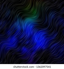Dark Multicolor vector background with curved lines. Abstract illustration with gradient bows. Pattern for booklets, leaflets.