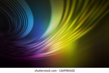 Dark Multicolor vector background with curved lines. Shining colorful illustration in simple style. Abstract style for your business design.