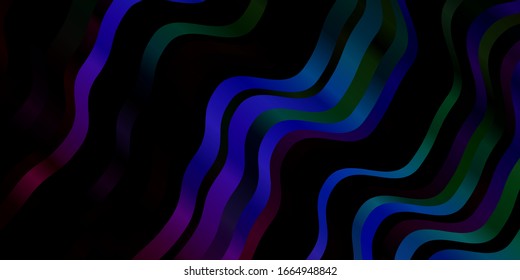 Dark Multicolor vector background with curved lines. Abstract illustration with bandy gradient lines. Smart design for your promotions.
