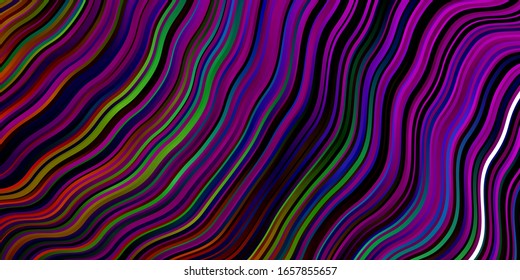Dark Multicolor vector background with curves. Abstract gradient illustration with wry lines. Pattern for booklets, leaflets.
