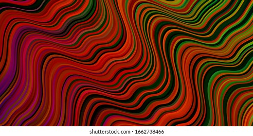 Dark Multicolor vector background with curves. Colorful illustration with curved lines. Template for your UI design.