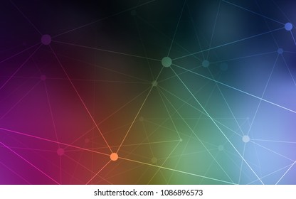 Dark Multicolor vector background with dots and lines. Design with connection of dots and lines on colorful background. Pattern can be used for futuristic ad, booklets.
