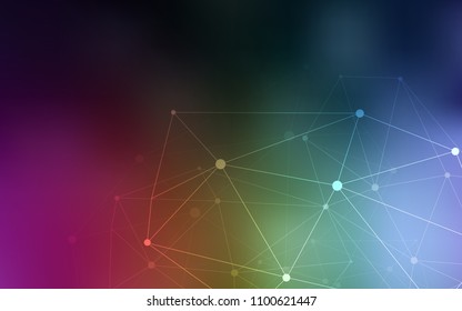 Dark Multicolor vector background with dots and lines. Glitter abstract illustration with connection of triangle structure. Pattern can be used for beautiful websites.