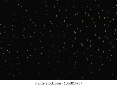 Dark Multicolor vector background with financial symbols. Colored symbols of currency on white background. Design for business advert of economic, wealth.