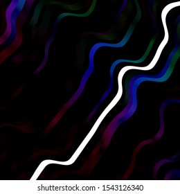 Dark Multicolor vector background with lines. Colorful illustration with curved lines. Smart design for your promotions.