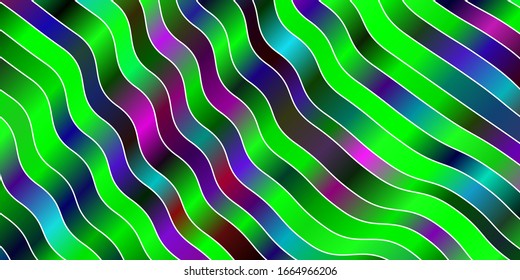 Dark Multicolor vector background with lines. Colorful illustration, which consists of curves. Best design for your posters, banners.