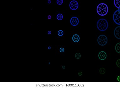 Dark Multicolor vector background with occult symbols. Abstract illustration with gothic gradient shapes. Simple base for your occult design.