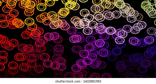 Dark Multicolor vector background with occult symbols. Abstract illustration with gothic gradient shapes. Best design halloween events.