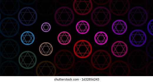 Dark Multicolor vector background with occult symbols. Retro design in abstract style with witchcraft forms. Best design halloween events.