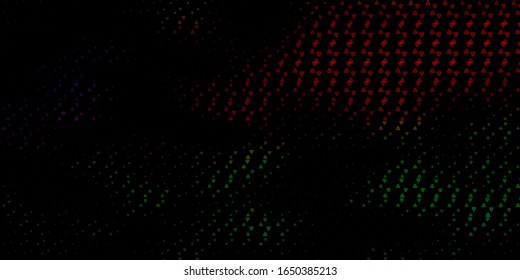 Dark Multicolor vector background with occult symbols. Abstract illustration with gothic gradient shapes. Best design halloween events.