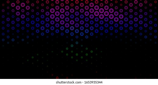 Dark Multicolor vector background with occult symbols. Colorful mystic symbols with a gradient in ancient style. Design for magic, spiritual events.