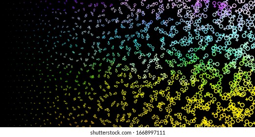 Dark Multicolor vector background with occult symbols. Colorful vintage illustration with gradient alchemy shapes. Design for magic, spiritual events.