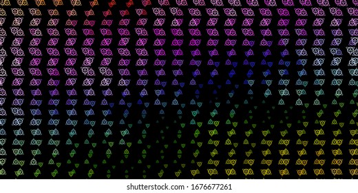 Dark Multicolor vector background with occult symbols. Abstract illustration with gothic gradient shapes. Background for esoteric, mystic designs.