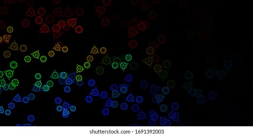 Dark Multicolor vector background with occult symbols. Retro design in abstract style with witchcraft forms. Simple design for occult depiction.